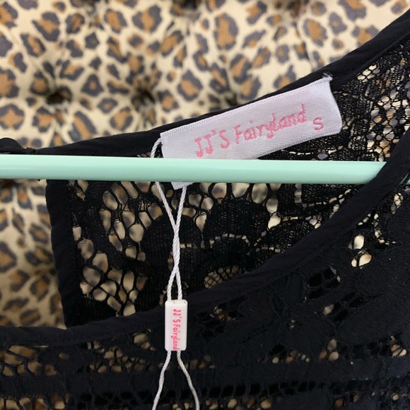 Black NWT long sleeve black dress with lace sz sm - Picture 2 of 6